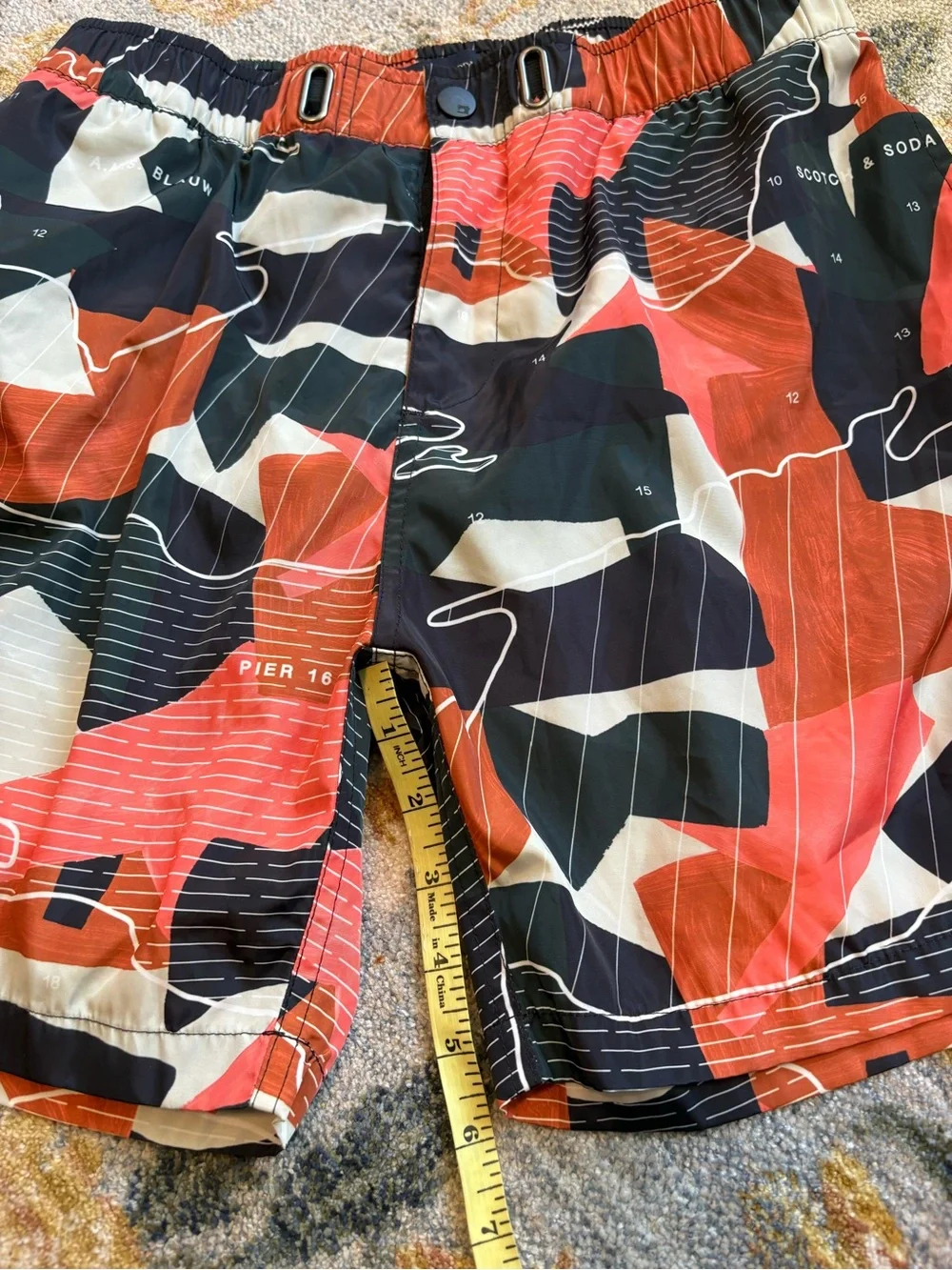 Scotch & Soda Mens Tropical Abstract Map Print Swim Shorts Multicolor Medium